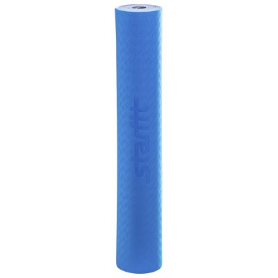 Коврик для йоги FM-201, TPE, 173x61x0,4 см, синий/серый